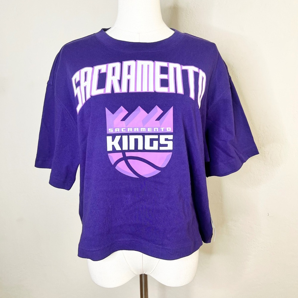 Sacramento Kings 47 Brand T-Shirt Women Size Large Purple New NBA Basketball Tee